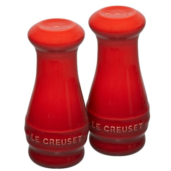 Le Creuset Salt and Pepper Shakers in CERISE NEW no tags